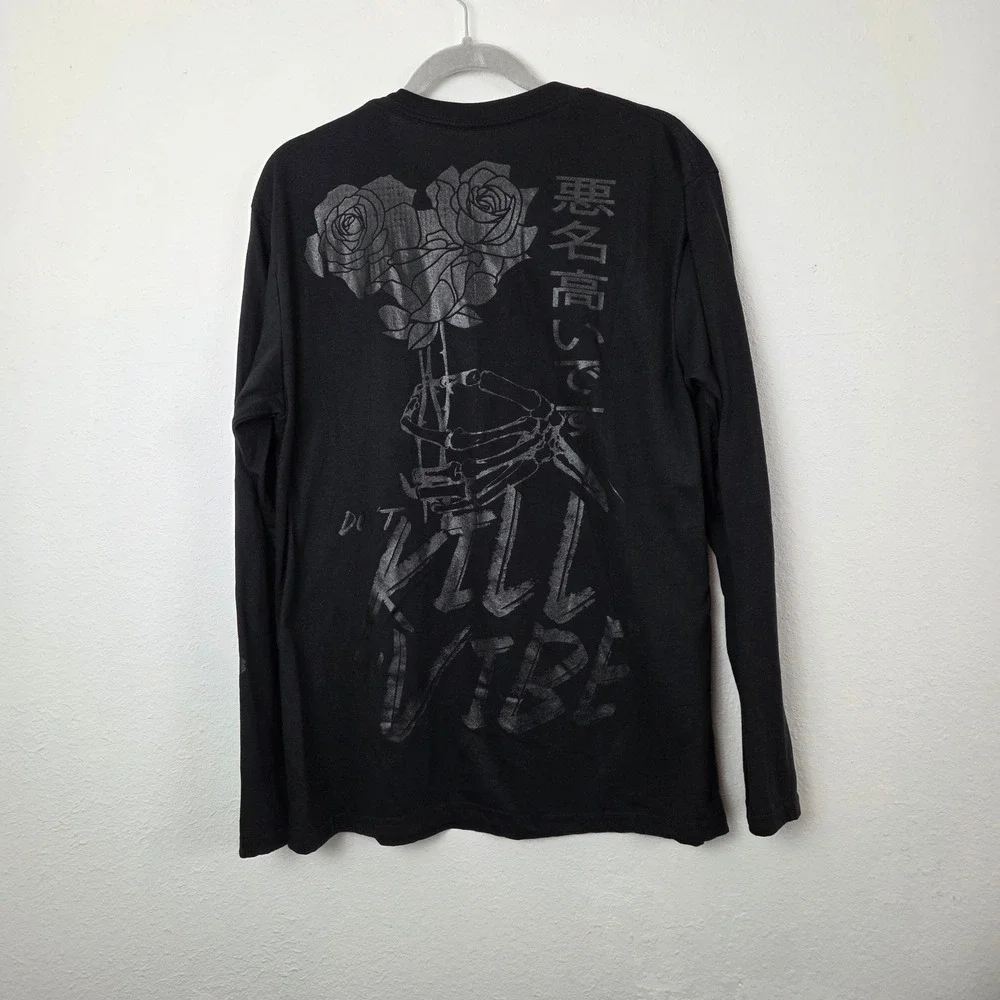 Fresh Laundry Mens Large Black Dont Kill My Vibe‎ Graphic Long Sleeve T-Shirt